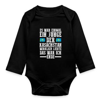 Kasachstan Kasache Kasachisches - Baby Bio-Langarm-Body - Schwarz - Vorne