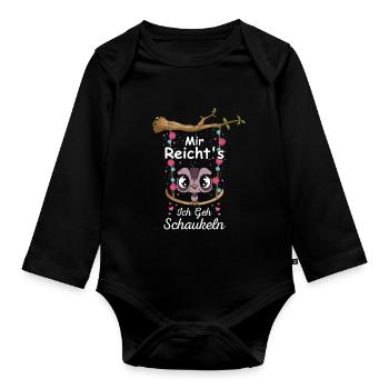 Mir Reichts Ich Geh Schaukeln Schaukel Eule Eulen - Baby Bio-Langarm-Body - Schwarz - Vorne