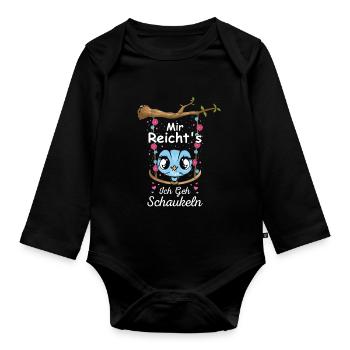 Mir Reichts Ich Geh Schaukeln Eule Auf Schaukel - Baby Bio-Langarm-Body - Schwarz - Vorne