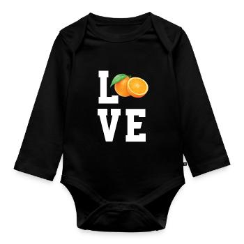Liebe Mandarinen - Baby Bio-Langarm-Body - Schwarz - Vorne