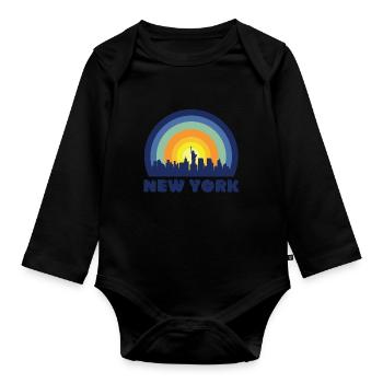 New York City Statue of Liberty Skyline Big Apple - Organic Longsleeve Baby Bodysuit - black - Front