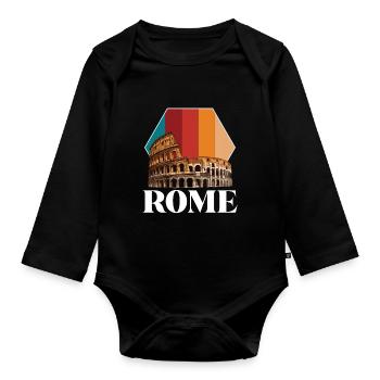 Rome Colosseum Retro Italy Ancient Tuscany - Organic Longsleeve Baby Bodysuit - black - Front