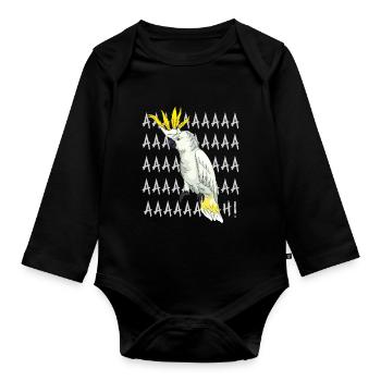 Funny Cockatoo Parrot Art - Baby Bio-Langarm-Body - Schwarz - Vorne