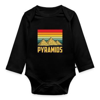 Pyramide Egypte Sphinx Gizeh Anubis - Body Bébé bio manches longues - noir - Devant