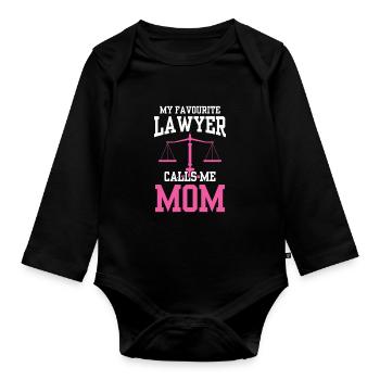 My Favorite Lawyer Calls Me Mom Lawyer Law - Organic Longsleeve Baby Bodysuit - black - Front