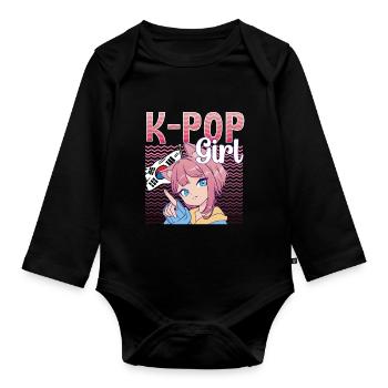 K-Pop Girl K-Drama Kpop - Body Bébé bio manches longues - noir - Devant
