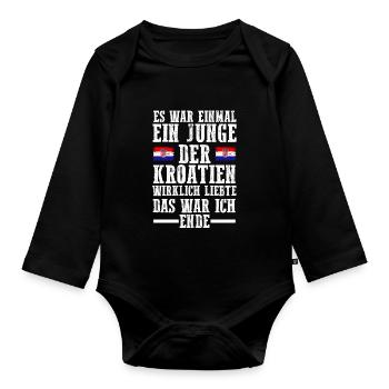 Kroatien Kroate Kroatisches - Baby Bio-Langarm-Body - Schwarz - Vorne