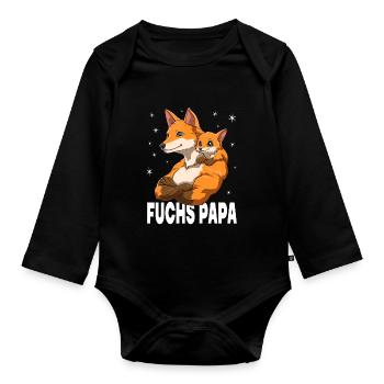 Fuchs Papa und Baby Papa Vatertag für einen Papa - Baby Bio-Langarm-Body - Schwarz - Vorne