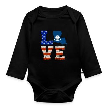 Cher cadeau louisiana Usa drapeaux - Body Bébé bio manches longues - noir - Devant