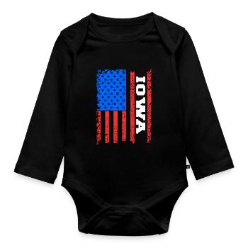 Iowa Usa Flag Gift - Organic Longsleeve Baby Bodysuit - black - Front