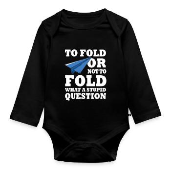 Paper Plane Gift - Organic Longsleeve Baby Bodysuit - black - Front