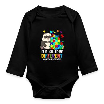 Autism - Organic Longsleeve Baby Bodysuit - black - Front