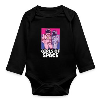 Astronaut Astronomy Solar System Space Kids - Organic Longsleeve Baby Bodysuit - black - Front