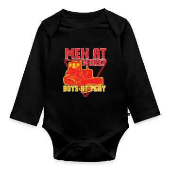 At Doing Work Boys At Play - Organic Longsleeve Baby Bodysuit - black - Front