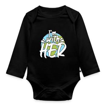 Earth Im With Her Awareness - Organic Longsleeve Baby Bodysuit - black - Front