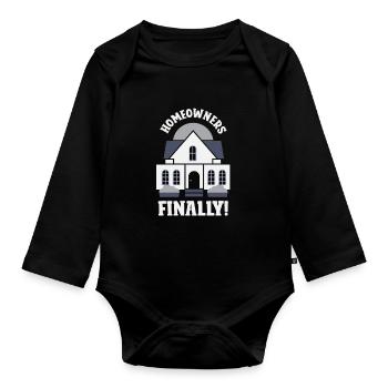 Enfin propriétaire propriétaire maison propriétaire propriétaire maison - Body Bébé bio manches longues - noir - Devant