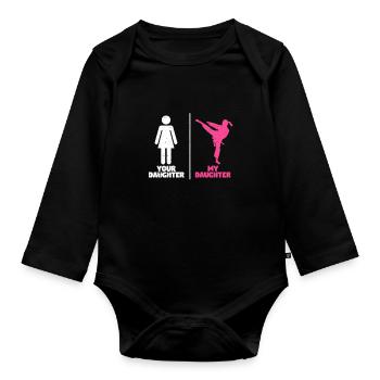 Your daughter My daughter martial arts lover - Organic Longsleeve Baby Bodysuit - black - Front