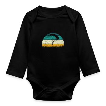 Parapente Gleitschirmfliegen Paraglider Retro - Body Bébé bio manches longues - noir - Devant