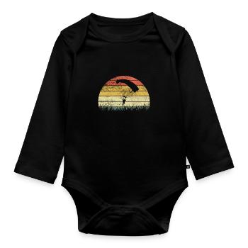 Parapente Gleitschirmfliegen Paraglider Retro - Body Bébé bio manches longues - noir - Devant