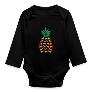 Pineapple Dogs - Organic Longsleeve Baby Bodysuit - black - Front
