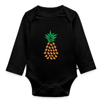 Pineapple - Organic Longsleeve Baby Bodysuit - black - Front
