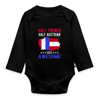 Moitié Français moitié autrichien - Body Bébé bio manches longues - noir - Devant