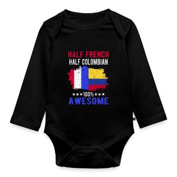 Moitié Français moitié colombien - Body Bébé bio manches longues - noir - Devant