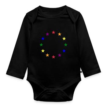 Gayropa Gay Europe Flag LGBT LGBTQIA - Organic Longsleeve Baby Bodysuit - black - Front