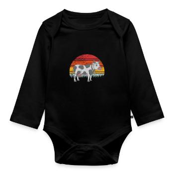 Kuh Retro Vintage Kühe - Baby Bio-Langarm-Body - Schwarz - Vorne
