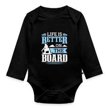 La vie est meilleure sur le wakeboard wakeboard - Body Bébé bio manches longues - noir - Devant
