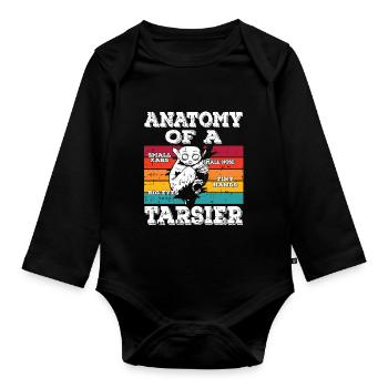 Niedliche Tarsier-Affenfamilie - Baby Bio-Langarm-Body - Schwarz - Vorne