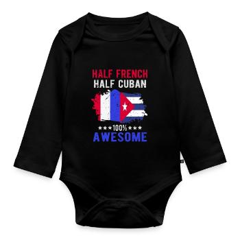 Half French Half Cuban - Organic Longsleeve Baby Bodysuit - black - Front