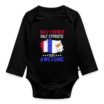 Moitié Français moitié chypriote - Body Bébé bio manches longues - noir - Devant