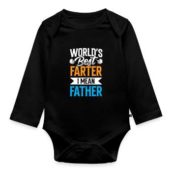 The Best Father in the World Father Day Papa Papi - Organic Longsleeve Baby Bodysuit - black - Front