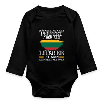 Litauen Litauer Litauisches - Baby Bio-Langarm-Body - Schwarz - Vorne