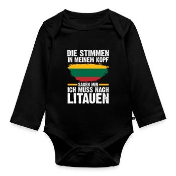 Litauen Litauer Litauisches - Baby Bio-Langarm-Body - Schwarz - Vorne