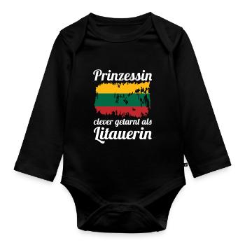 Prinzessin Litauer Litauisches Litauen - Baby Bio-Langarm-Body - Schwarz - Vorne