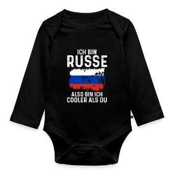 Russland Russen Russisches - Baby Bio-Langarm-Body - Schwarz - Vorne