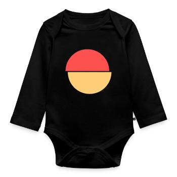 Demi-cercles rouge et jaune Design - Body Bébé bio manches longues - noir - Devant