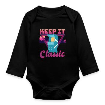 Keep It Classic - Retro 90er Arcade-Spiele - Baby Bio-Langarm-Body - Schwarz - Vorne