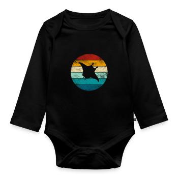 Stingray Manta Rays Retro Cadeau - Body Bébé bio manches longues - noir - Devant