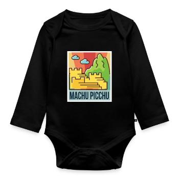 Inca Machu Picchu Ruin Peru South America - Organic Longsleeve Baby Bodysuit - black - Front