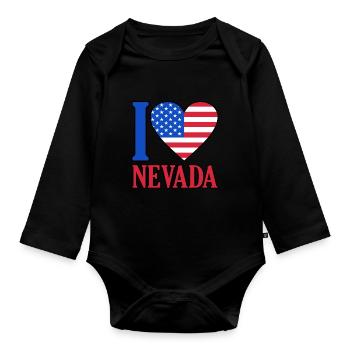 Nevada Usa flag gift - Organic Longsleeve Baby Bodysuit - black - Front