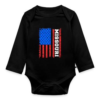 Cadeau drapeau Missouri Usa - Body Bébé bio manches longues - noir - Devant