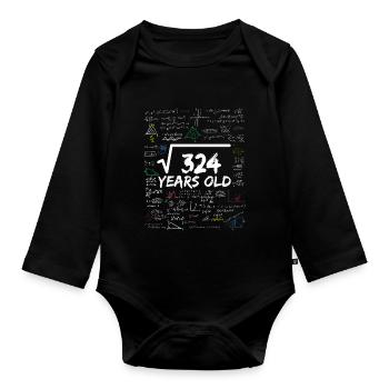 Racine carrée de 324 18TH Funny Math Birthday - Body Bébé bio manches longues - noir - Devant
