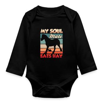 Mein Seelenverwandter Frisst Heu Pferd Reiten - Baby Bio-Langarm-Body - Schwarz - Vorne