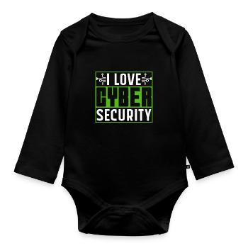J’adore Cybersecurity Hack IT Security Hacker - Body Bébé bio manches longues - noir - Devant