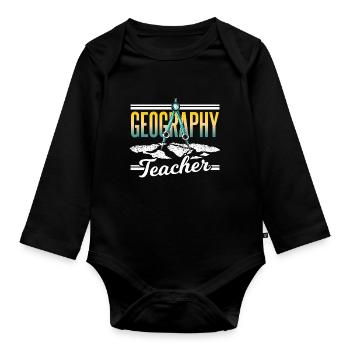 Geografielehrer Beruf Geograph Geographie - Baby Bio-Langarm-Body - Schwarz - Vorne