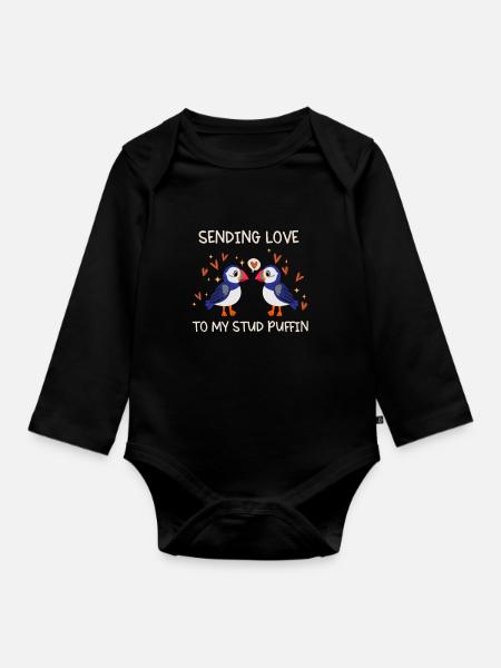 Sending Love To My Stud Puffin Liebe Beziehung - Baby Bio-Langarm-Body - Schwarz