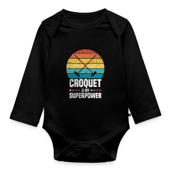 Croquet Superpower - Baby Bio-Langarm-Body - Schwarz - Vorne